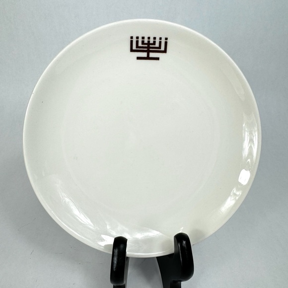 VTG 1970-80s Shenango China Menorah Bread Plates Judaica Restaurant Ware Set/4 - Picture 5 of 12